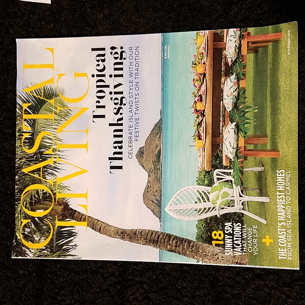 Thanksgiving Coastal Living magazine, November 2016 edition.